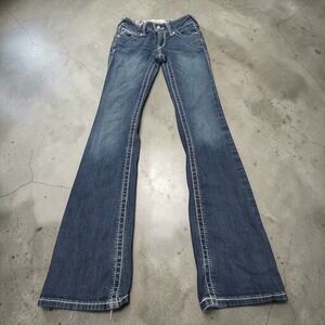 Ariat REAL Denim Womens Size 25 R Low Rise Bootcut Jeans Dark Wash Embroidered